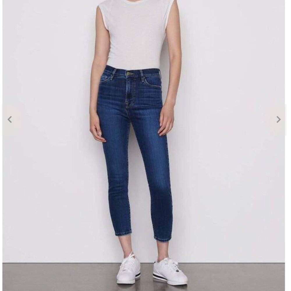 Frame Ali High-Rise Cigarette Jeans | Lupine Dark Wash | Size 27 - Picture 1 of 8